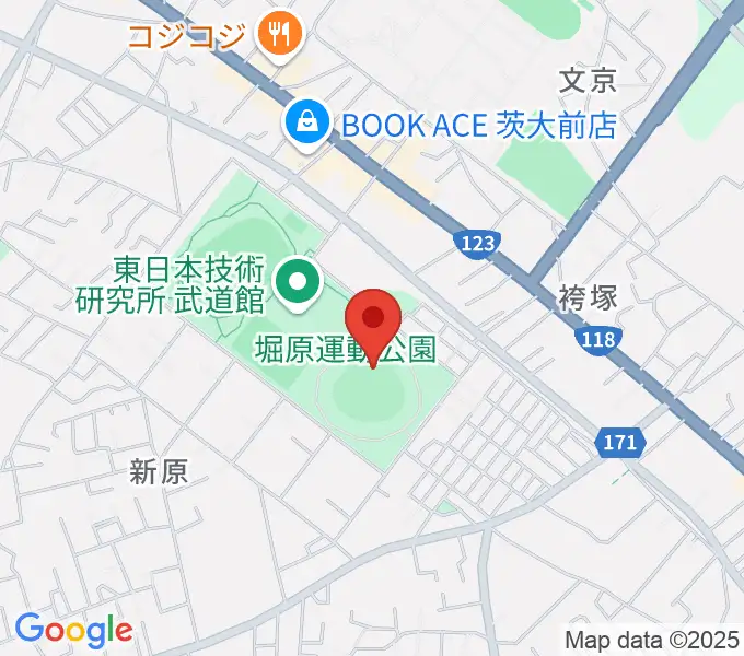 堀原運動公園野球場の地図