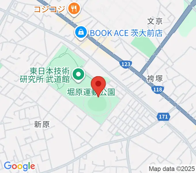 堀原運動公園野球場の地図