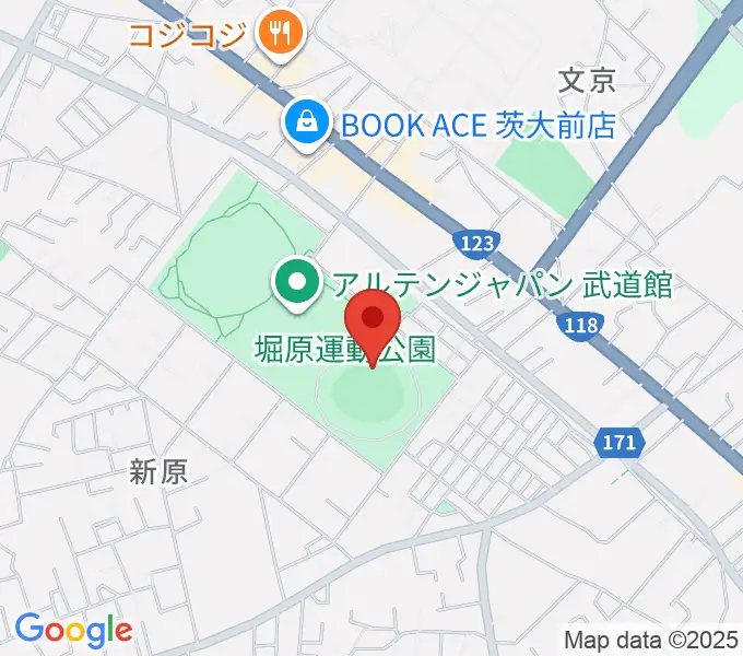 堀原運動公園野球場の地図