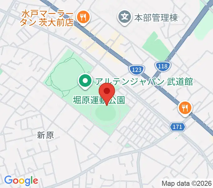 堀原運動公園野球場の地図