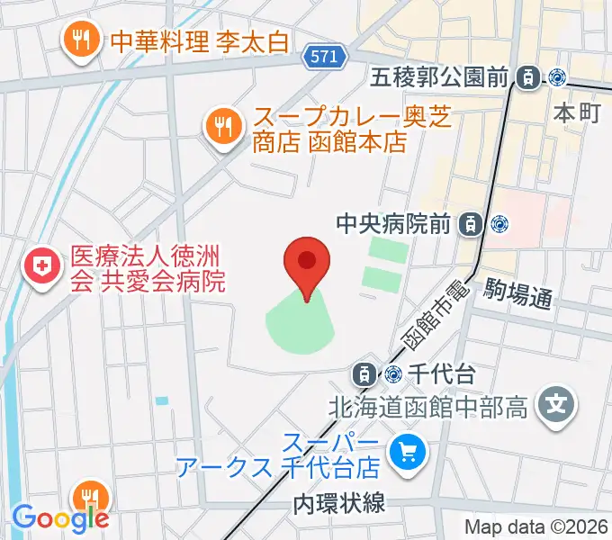 テーオーオーシャンスタジアム函館の地図