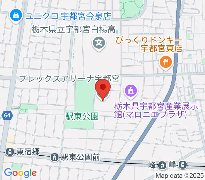 ブレックスアリーナ宇都宮の地図