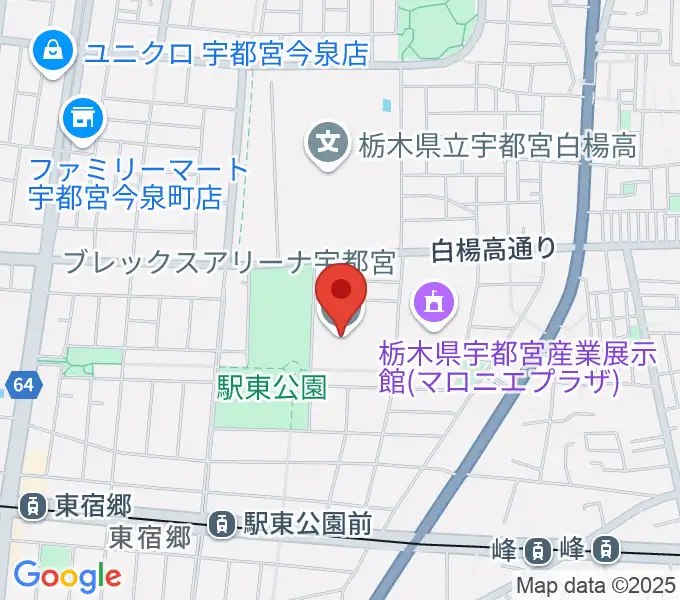 ブレックスアリーナ宇都宮の地図