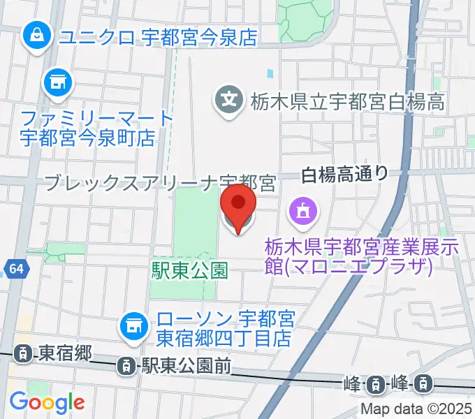 ブレックスアリーナ宇都宮の地図