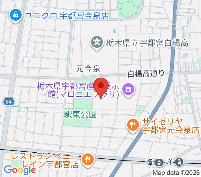 ブレックスアリーナ宇都宮の地図