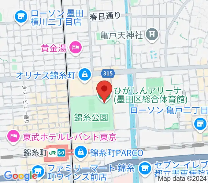 ひがしんアリーナの地図