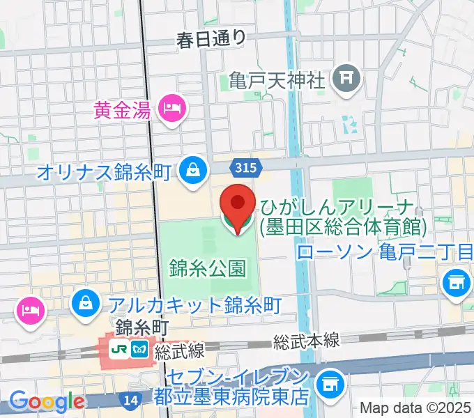 ひがしんアリーナの地図