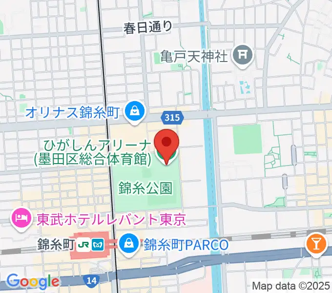 ひがしんアリーナの地図