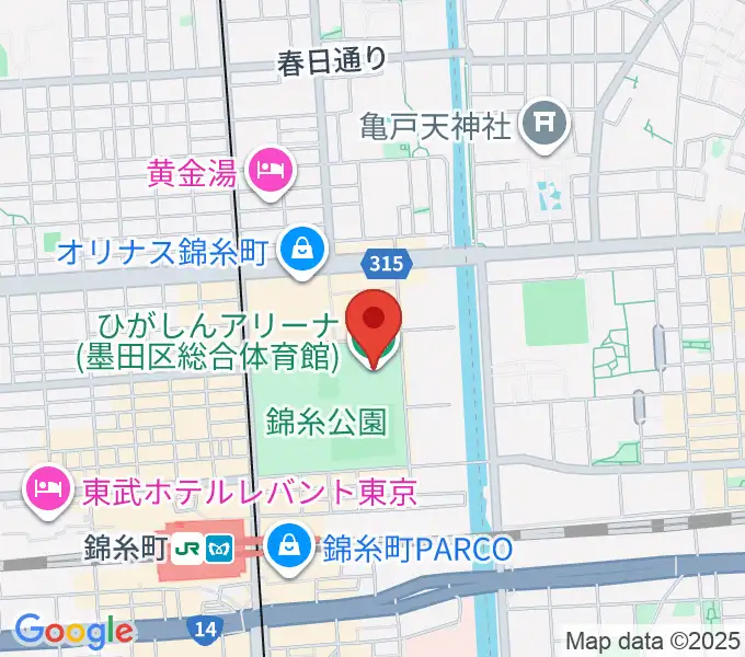 ひがしんアリーナの地図