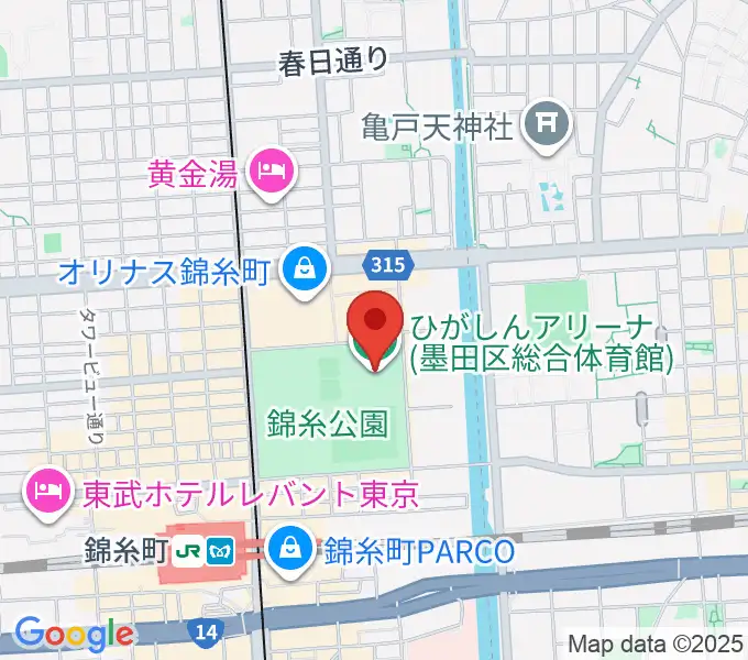 ひがしんアリーナの地図