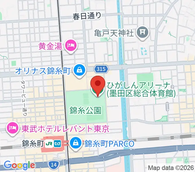 ひがしんアリーナの地図
