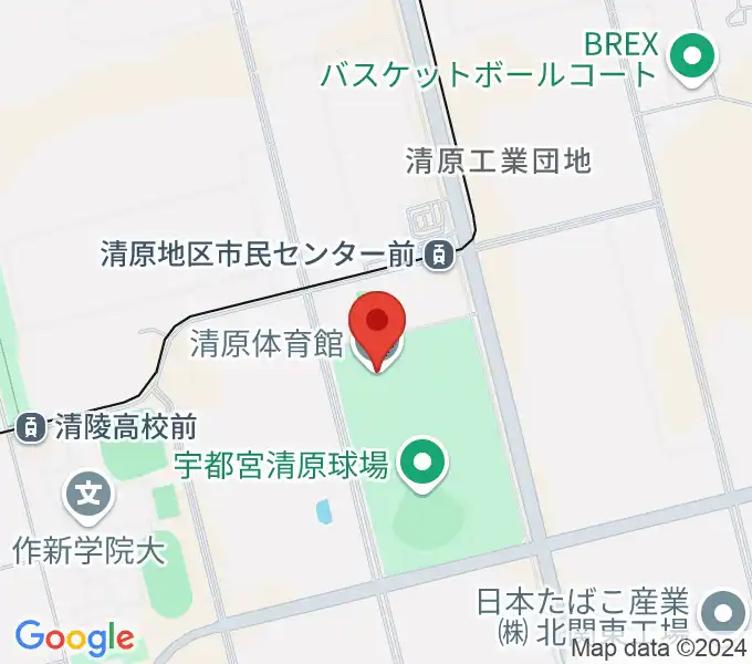 宇都宮市清原体育館の地図