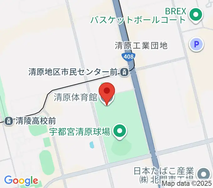 宇都宮市清原体育館の地図