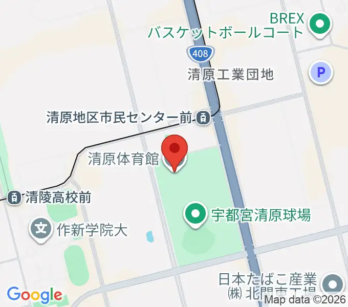 宇都宮市清原体育館の地図