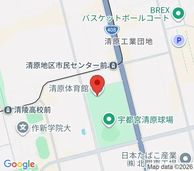 宇都宮市清原体育館の地図