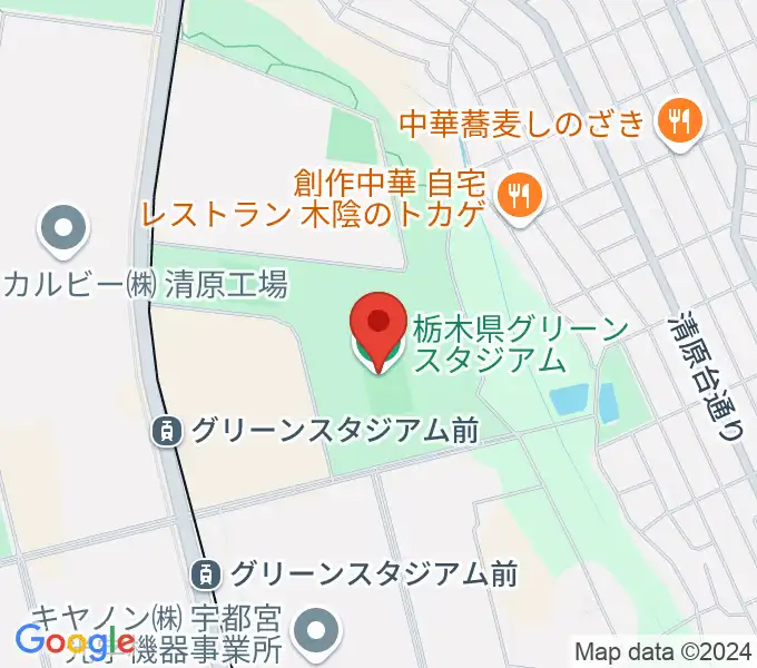 栃木県グリーンスタジアムの地図