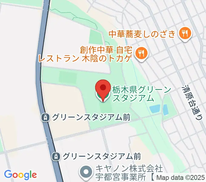 栃木県グリーンスタジアムの地図