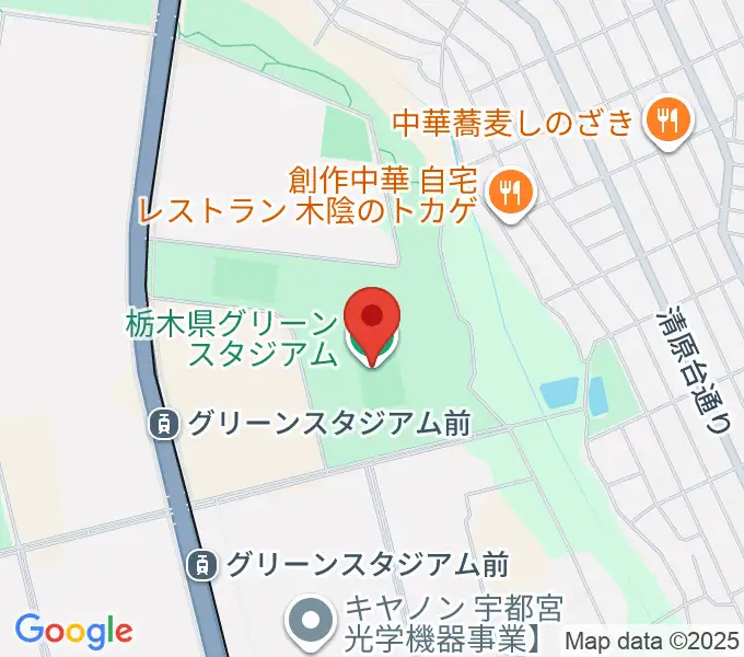 栃木県グリーンスタジアムの地図