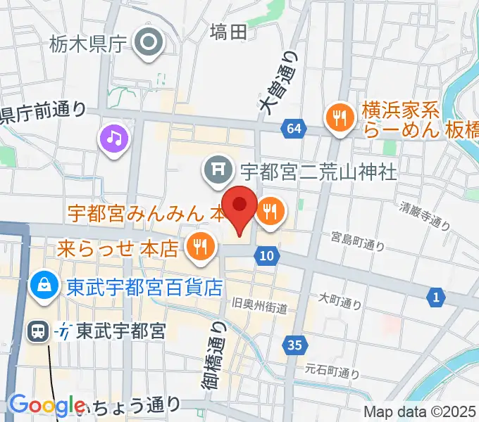 宇都宮市民プラザの地図