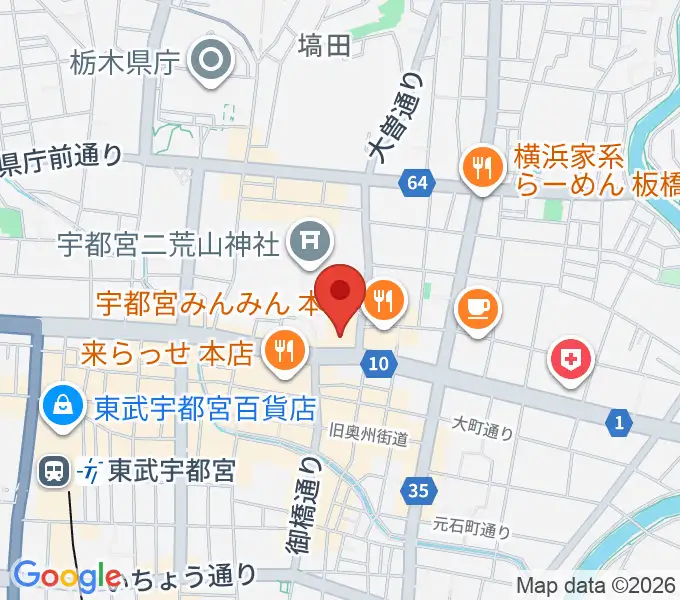 宇都宮市民プラザの地図