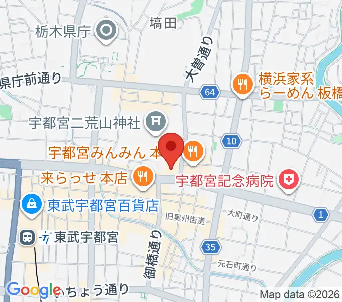 宇都宮市民プラザの地図