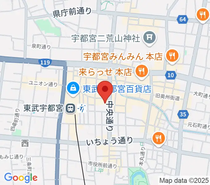 宇都宮市中央生涯学習センターの地図