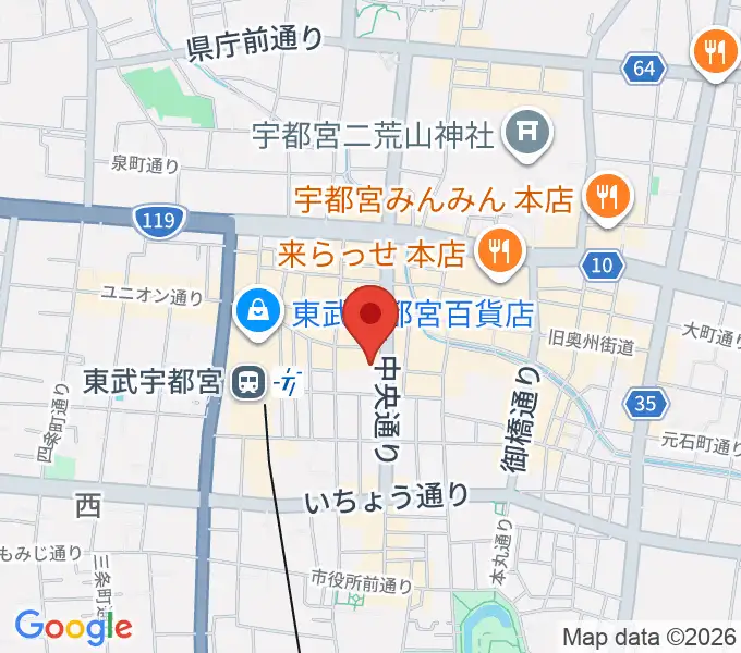 宇都宮市中央生涯学習センターの地図