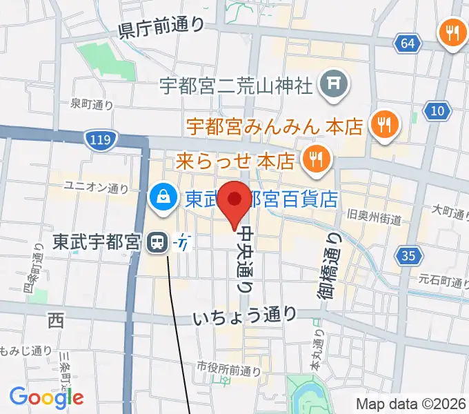 宇都宮市中央生涯学習センターの地図
