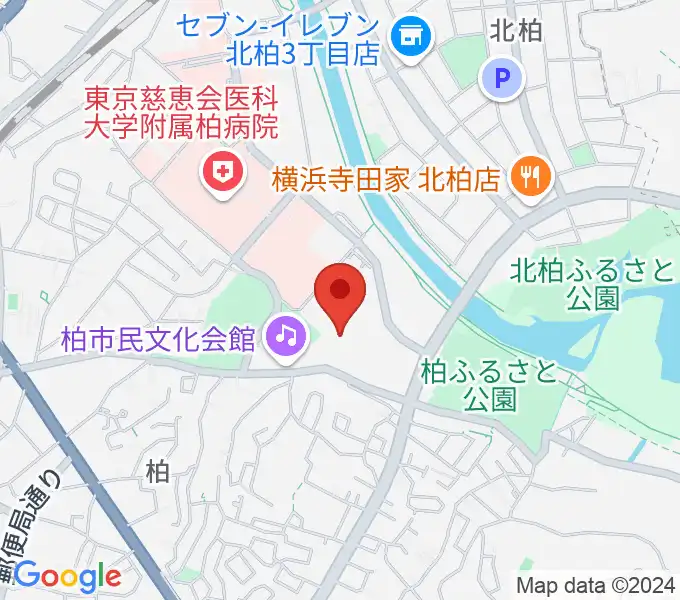 柏市中央体育館の地図