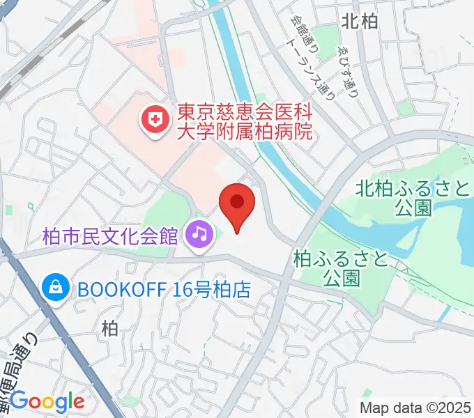 柏市中央体育館の地図