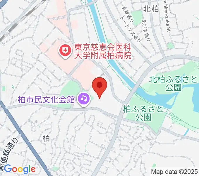柏市中央体育館の地図