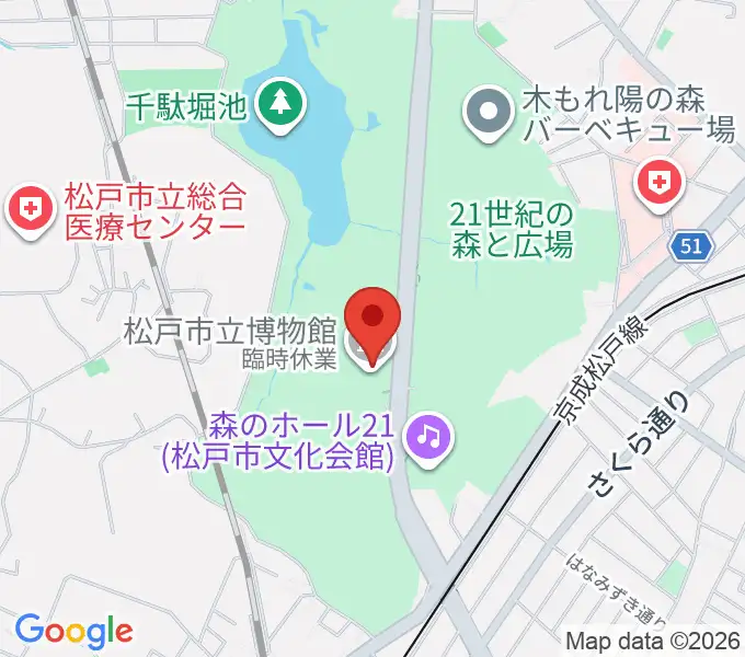 松戸市立博物館の地図