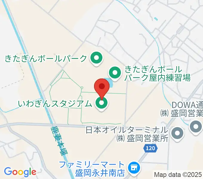 いわぎんスタジアムの地図