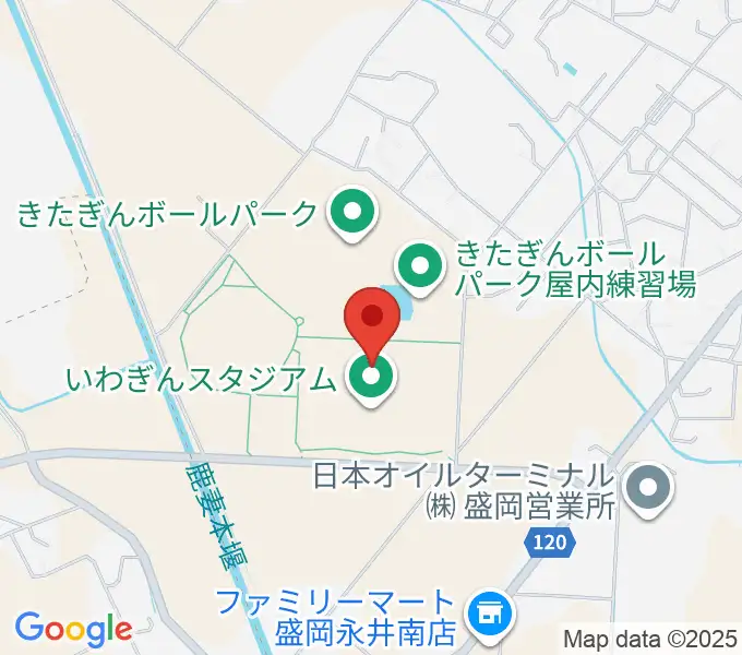 いわぎんスタジアムの地図