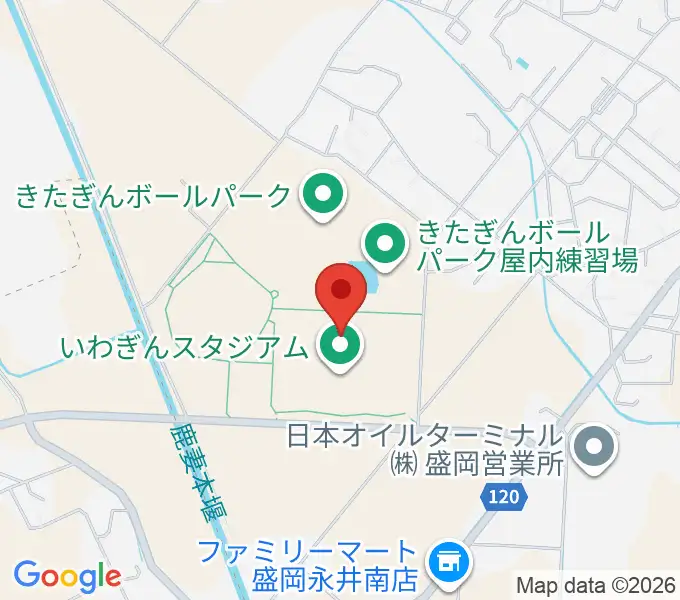 いわぎんスタジアムの地図