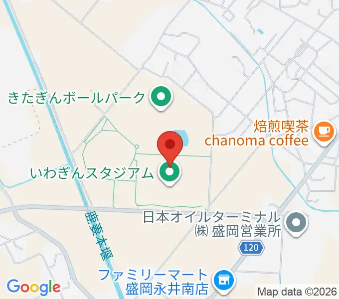 いわぎんスタジアムの地図
