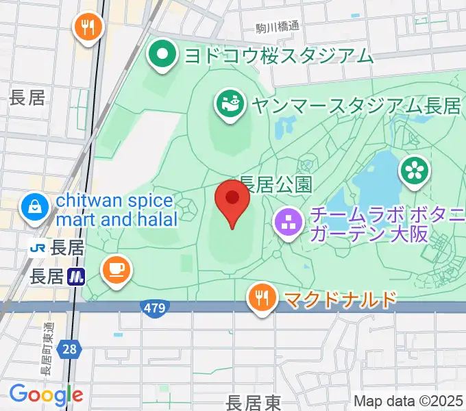 ヤンマーフィールド長居の地図