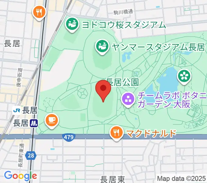 ヤンマーフィールド長居の地図