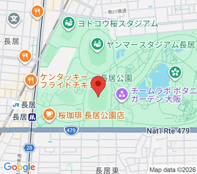ヤンマーフィールド長居の地図