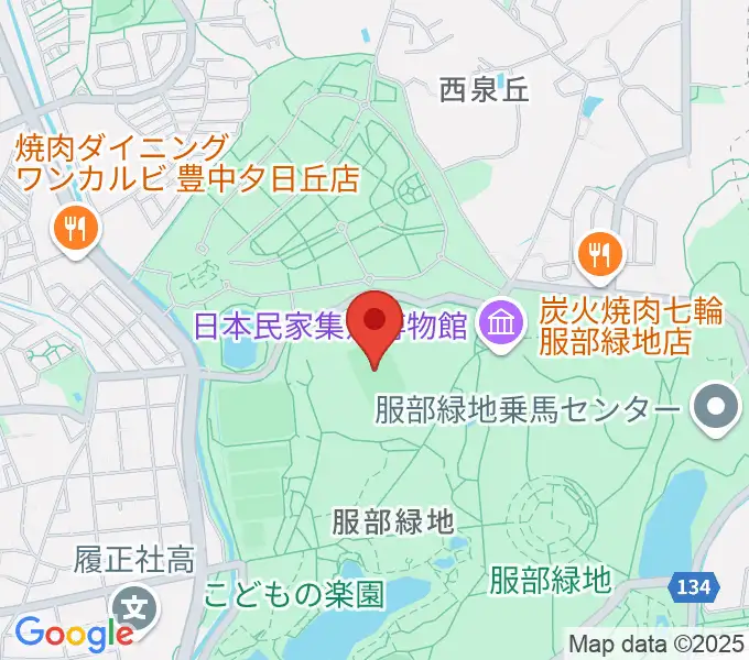 服部緑地陸上競技場の地図