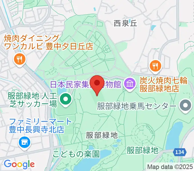 服部緑地陸上競技場の地図