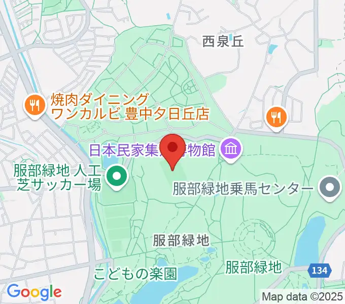 服部緑地陸上競技場の地図