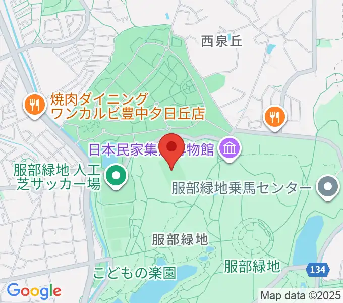 服部緑地陸上競技場の地図