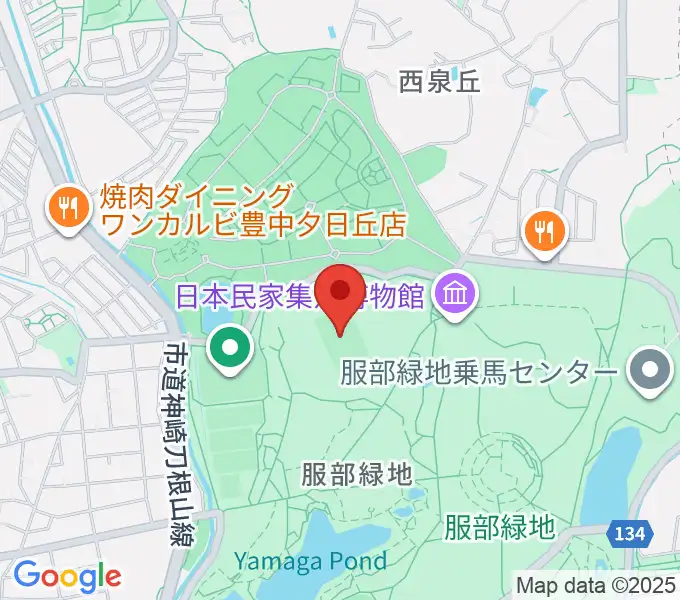 服部緑地陸上競技場の地図