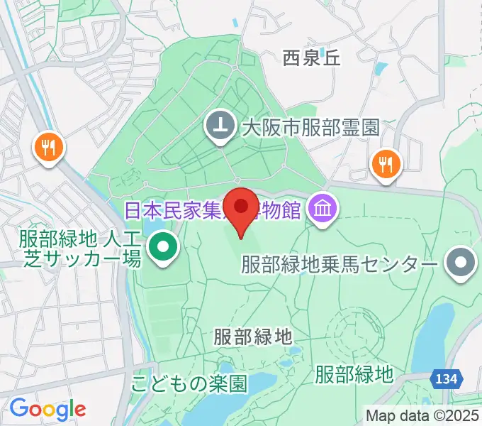 服部緑地陸上競技場の地図