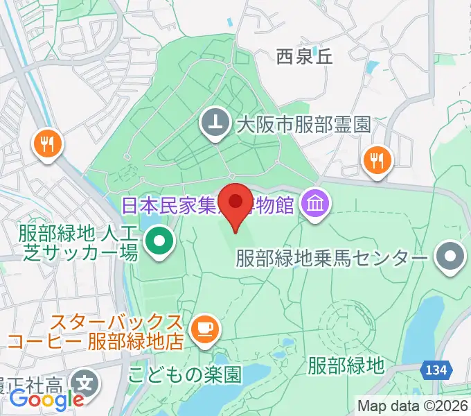服部緑地陸上競技場の地図