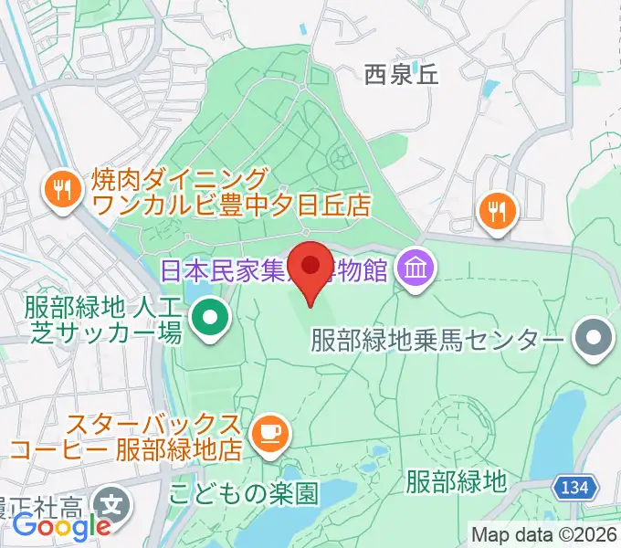 服部緑地陸上競技場の地図