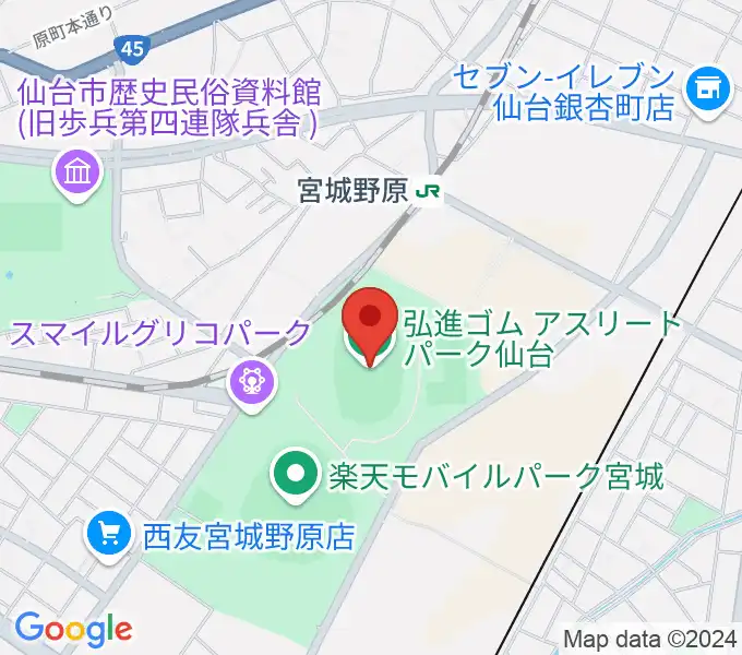 弘進ゴムアスリートパーク仙台の地図