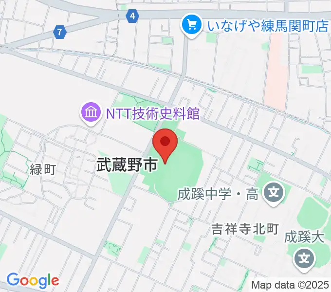 武蔵野陸上競技場の地図