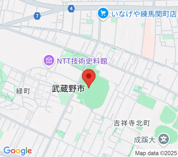 武蔵野陸上競技場の地図